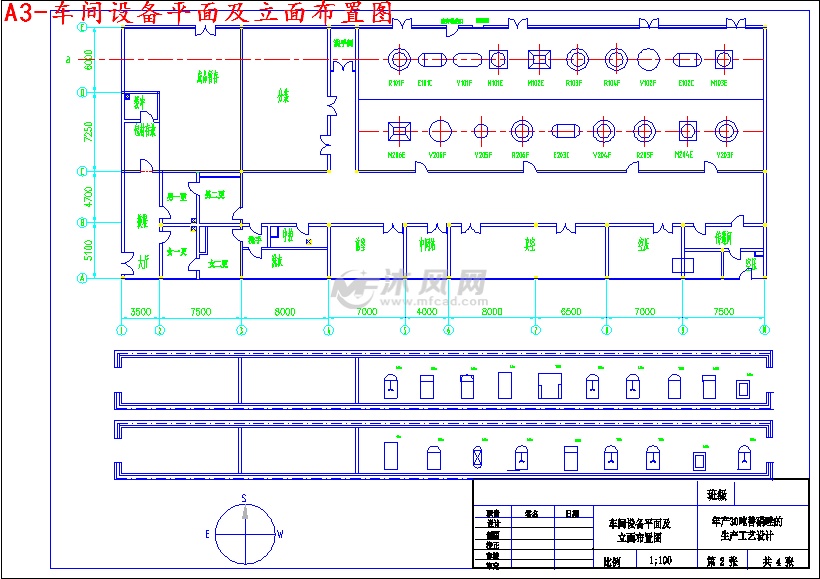 a3-车间设备平面及立面布置图