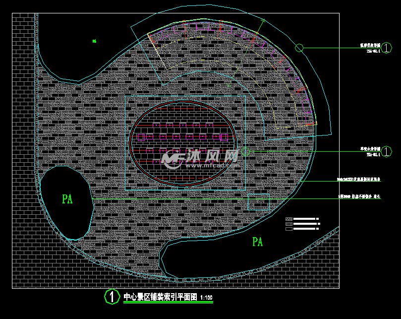 中心景区铺装索引平面图