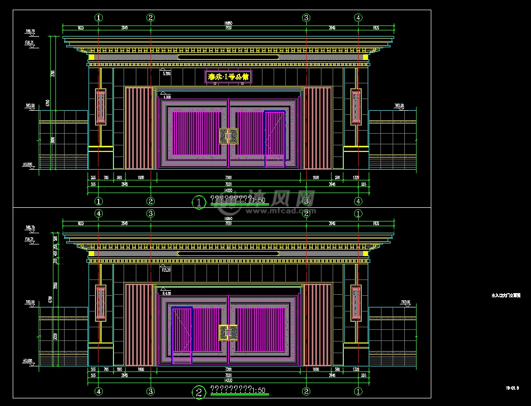 32主入口大门立面图