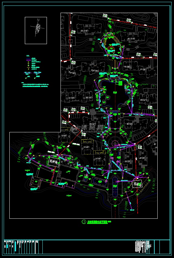 主轴景观排水总平面图