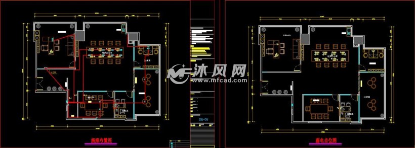 本图纸是一套的网红办公室cad施工图 效果图其中包括插座