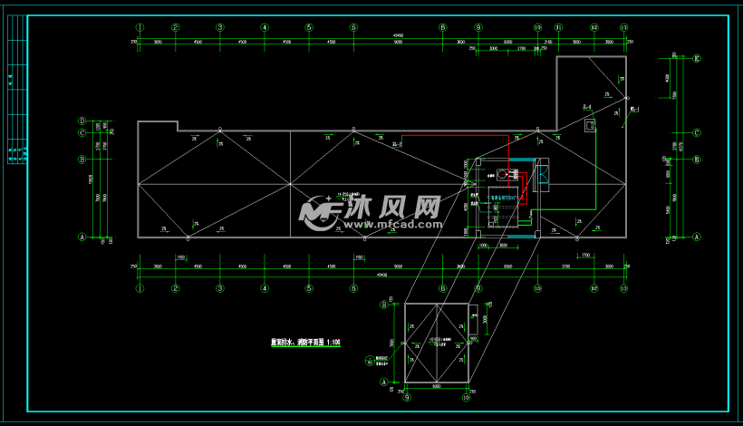 屋面排水消防平面图
