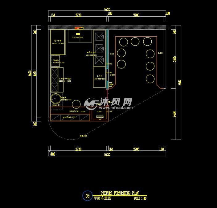 档口早点小吃铺cad施工图效果图