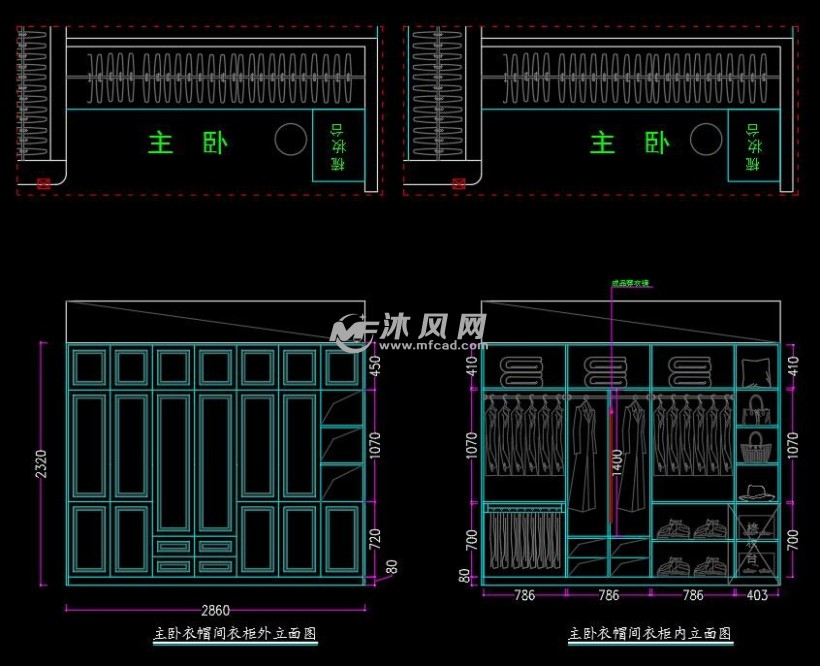 主卧衣帽间衣柜外立面图