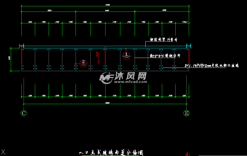 悬挑2.2米点式玻璃雨篷结构施工图
