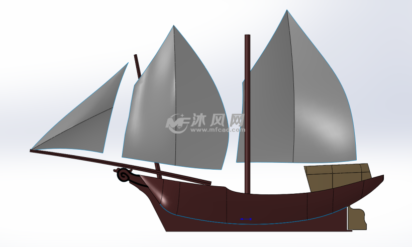 航海帆船三维模型 海洋船舶图纸 沐风网