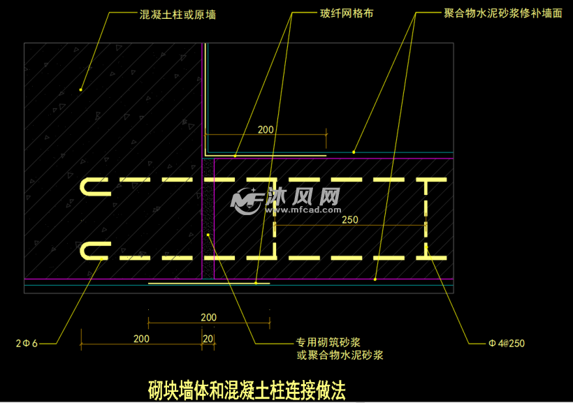 小于(墙厚×200mm),混凝土强度等级不应低于c20  3,对加气混凝土砌块