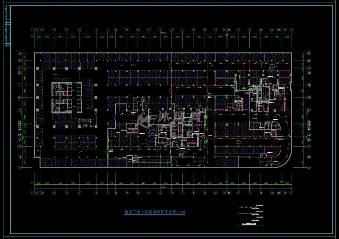 地下三层人防应急照明平面图