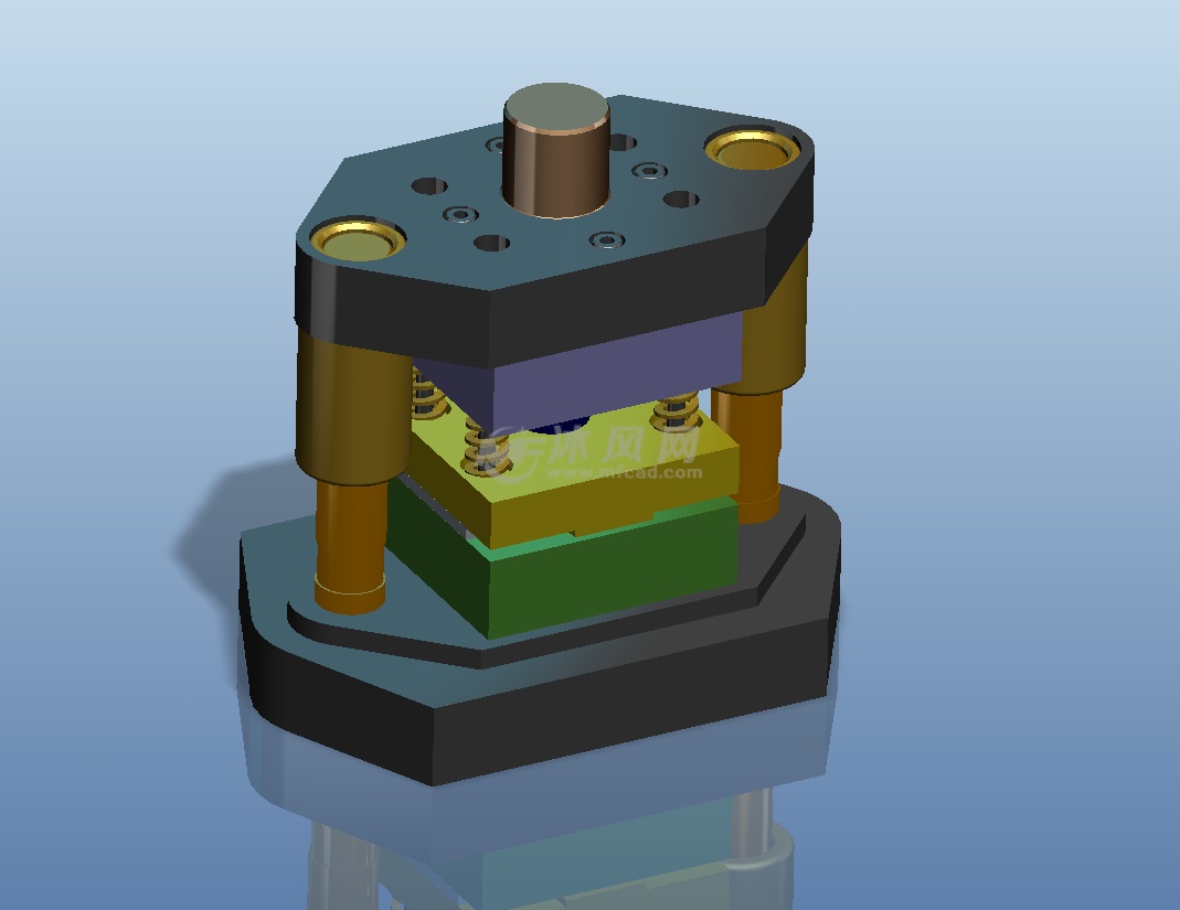 垫板冲孔模设计(cad proe三维)- 冲压模具图纸 - 沐风网