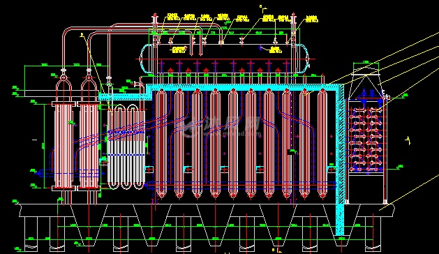 12吨余热锅炉总图 换热压力容器图纸 沐风网