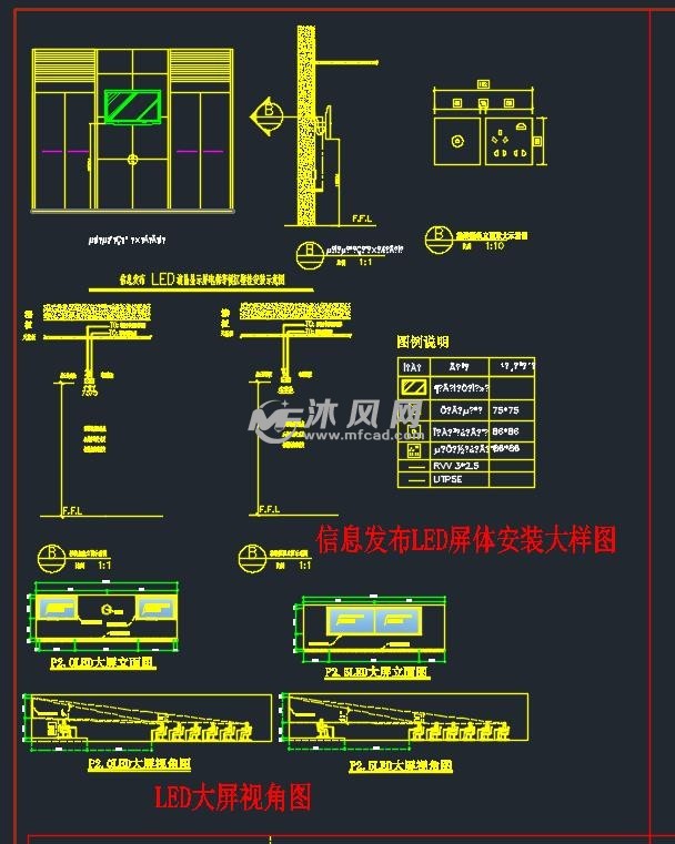 机房弱电网络视频监控大屏安装大样图