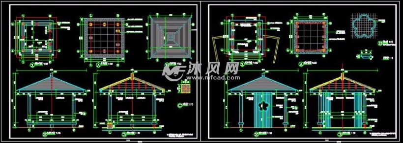 热带防腐木景观亭休闲凉亭- 小品及配套设施施工图