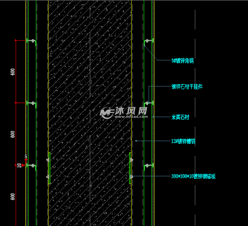 部分干挂石材剖面图