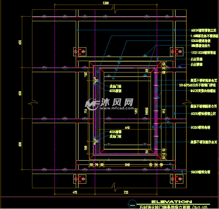 干挂石材消火栓门- cad建筑图纸 - 沐风网