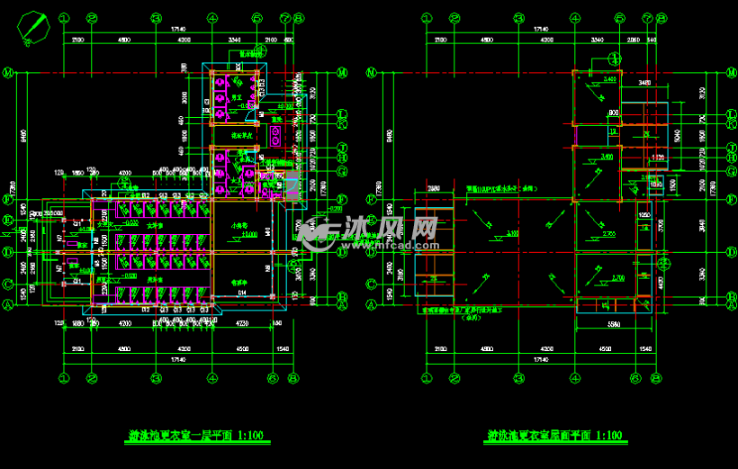 体育公园游泳池更衣室建筑图纸