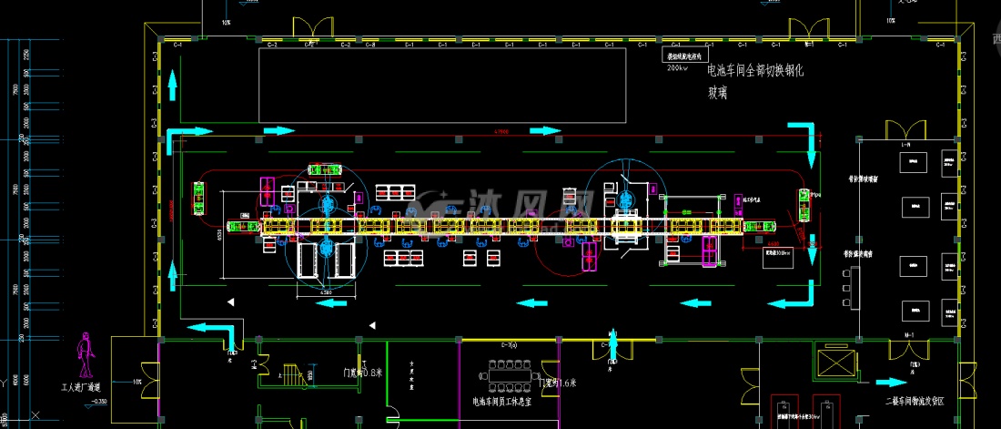 新能源电池,电机,电控厂房布置图- 办公建筑图纸