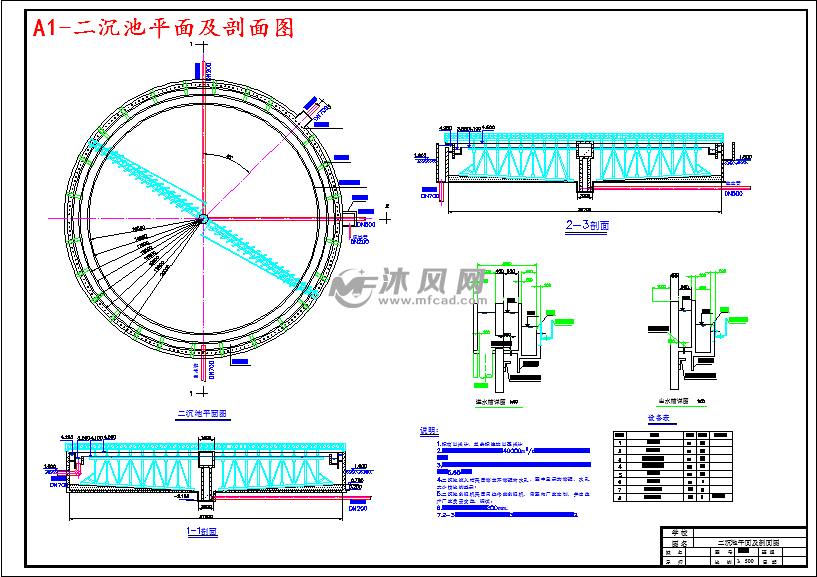 a1-二沉池平面及剖面图