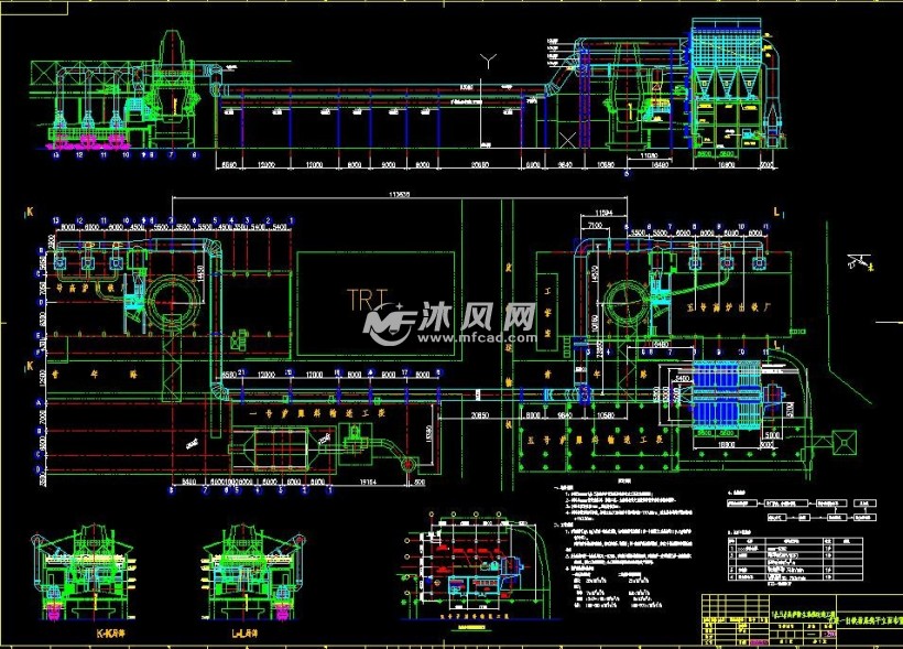 cad建筑图纸 环保图纸 废气处理图钢铁厂高炉脉冲除尘器系统图纸,设计