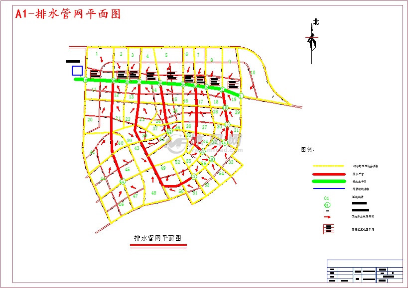 a1-排水管网平面图