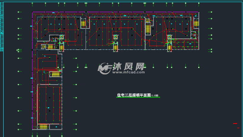 屋顶照明平面图,干线平面图,弱电平面图,消防平面图,各部分图例说明