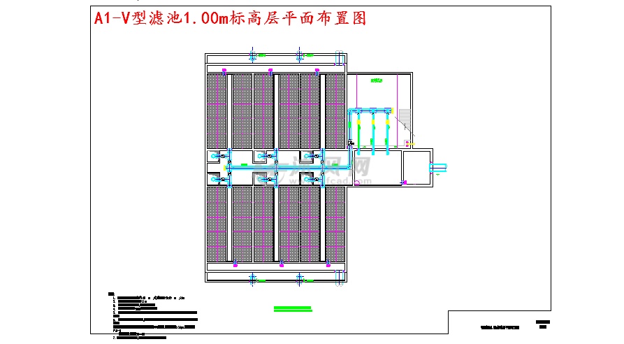 a1-v型滤池2.00m标高层平面布置图