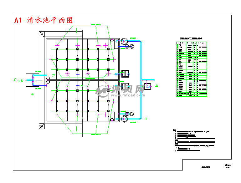 a1-清水池平面图a1-絮凝沉淀池平面图,剖面图,大样图a1-絮凝沉淀池