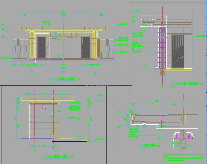 详图,图库 大门结构图纸         新中式大门效果 su模型 cad施工图