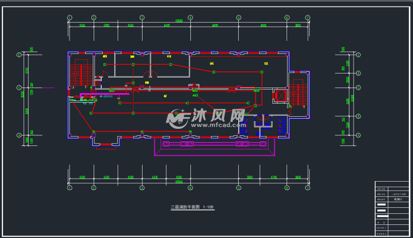 六层消防平面图,消防报警系统图  设置有消防控制室,防火金属线槽