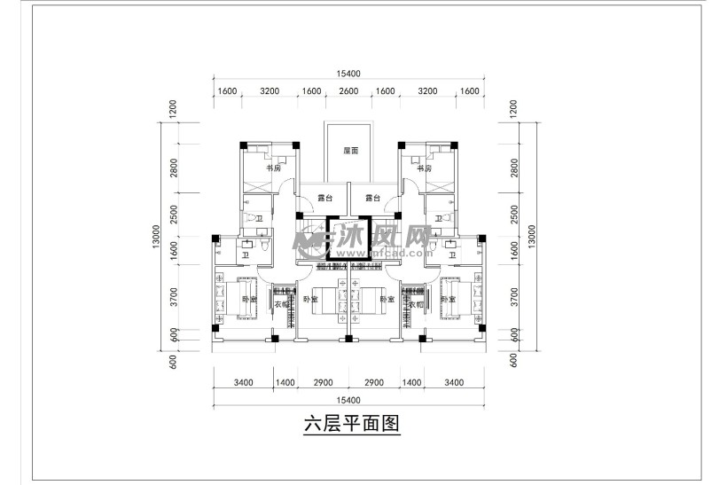 洋房高层户型- 住宅建筑图纸 - 沐风网