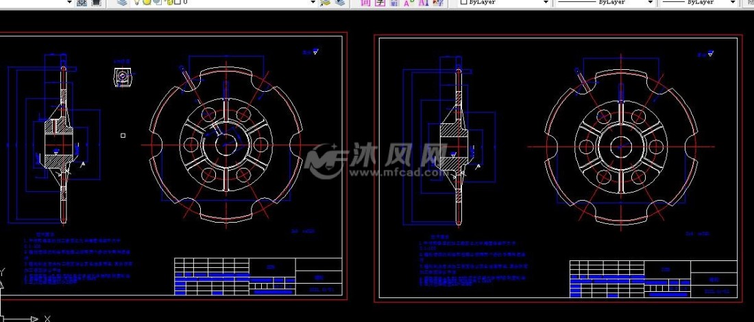 双导向链轮轴总装及配套轮加工图 零部件模型图纸 沐风网