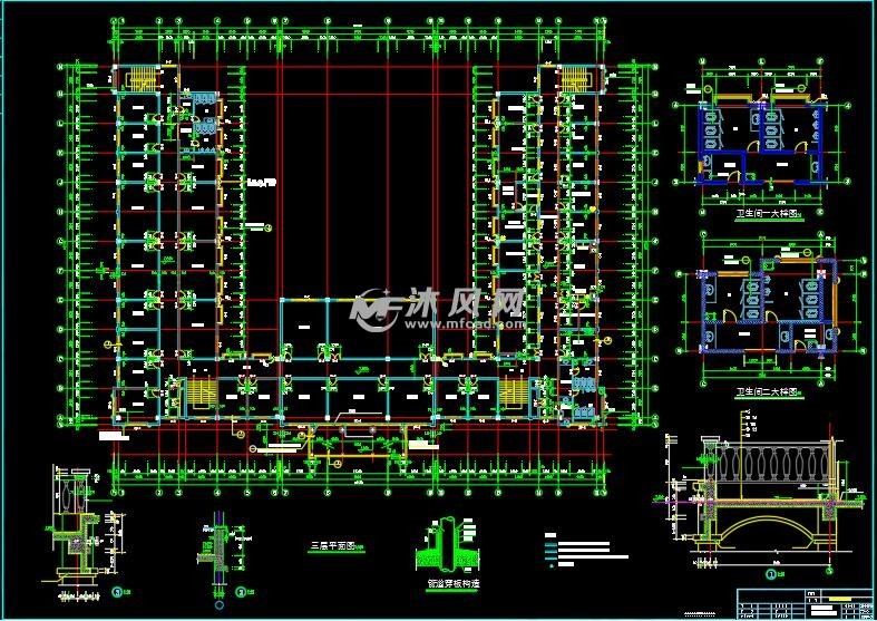 某办公楼石材干挂cad施工图- 办公建筑图纸 - 沐风网