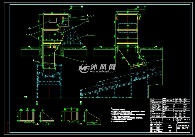 带宽1400输送机头部溜槽施工图 - 输送和提升设备图纸