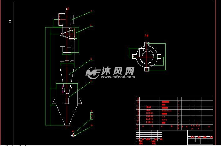 旋转风箱除尘灰筒,图纸是一种分立式的旋转风箱除尘灰筒,分为上部旋风