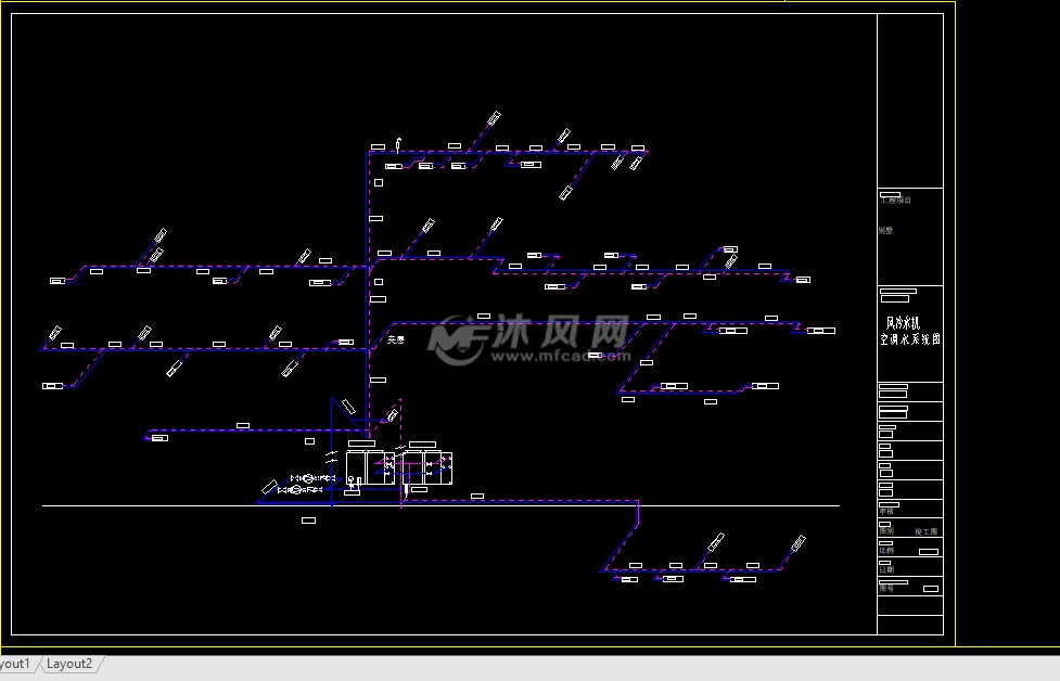 风冷水机系统布置图纸 暖通图纸 沐风网