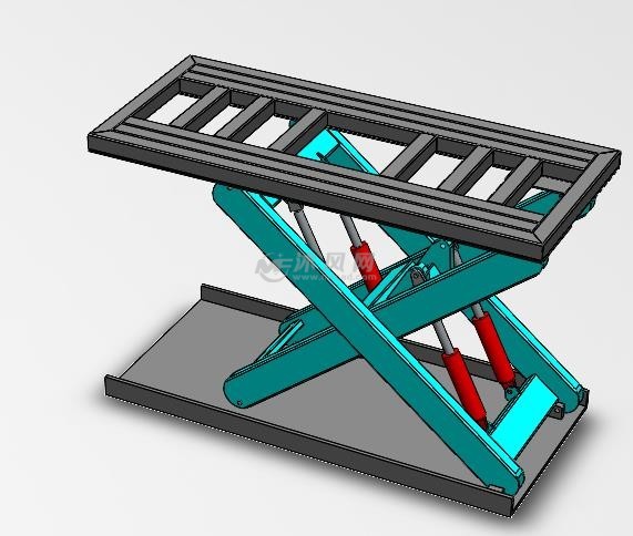 液压升降平台三维模型设计图 - 机床附件图纸 - 沐风网