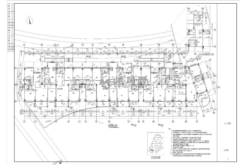 泉州惠安县谋建成小区的其中一栋楼的施工图,包含了住宅的各层平面图