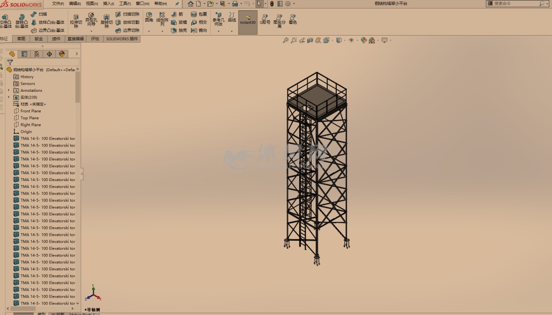 钢结构塔架小平台3d图纸