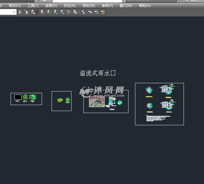 图纸 精选图块,图例          说明:  1,本品为带有截污框的溢流雨水