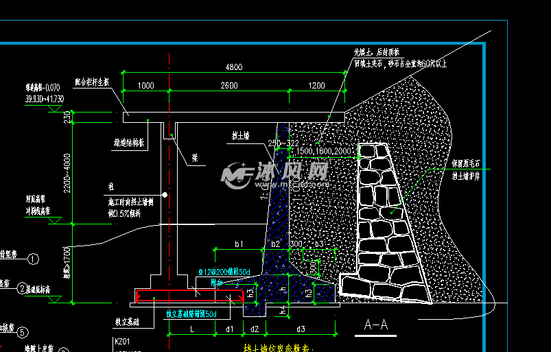 悬臂式钢筋挡土墙大图