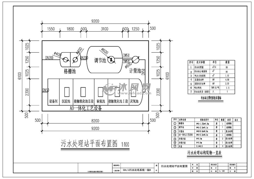 50tmd一体化生活污水处理一级b图纸