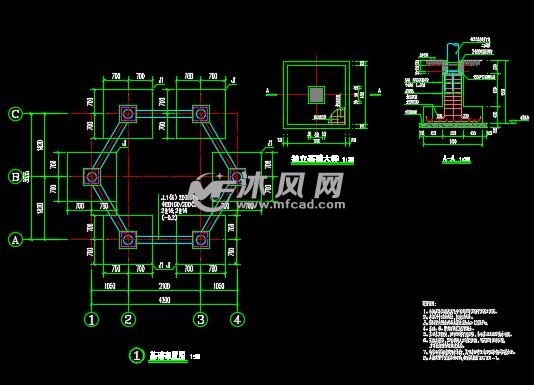 含结构图,景观亭为仿古亭,钢筋混凝土结构,双层屋檐设计,高15