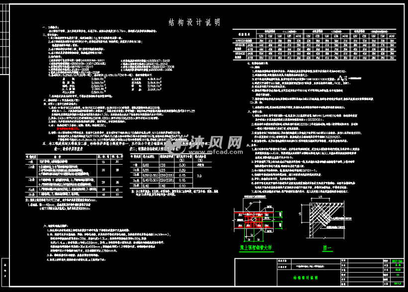 三层框架结构别墅结构施工图(异形柱)