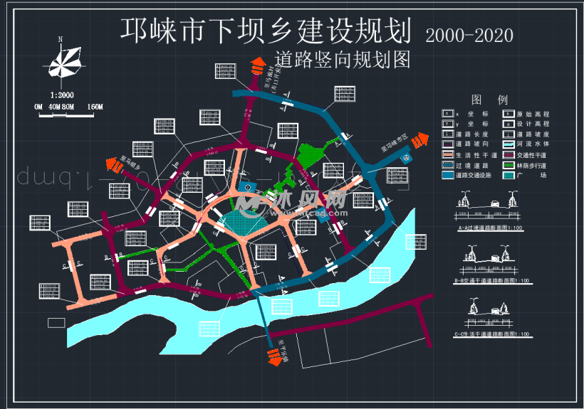 某市下坝乡建设道路规划设计施工方案图 交通建筑图纸 沐风网