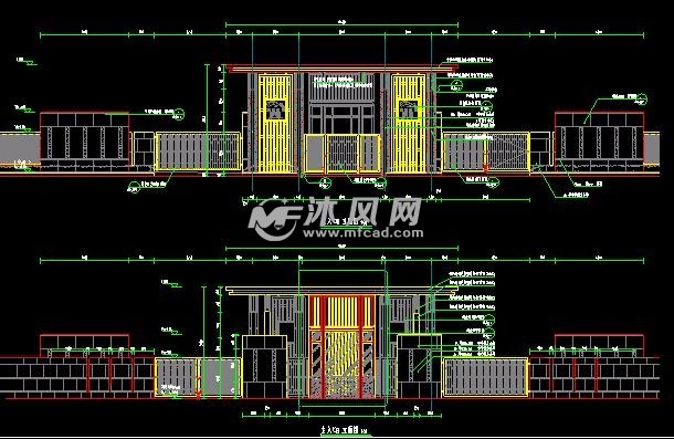 门楼立面图门楼顶平面图门楼正立面图门楼剖面图门楼岗亭平立面图门楼