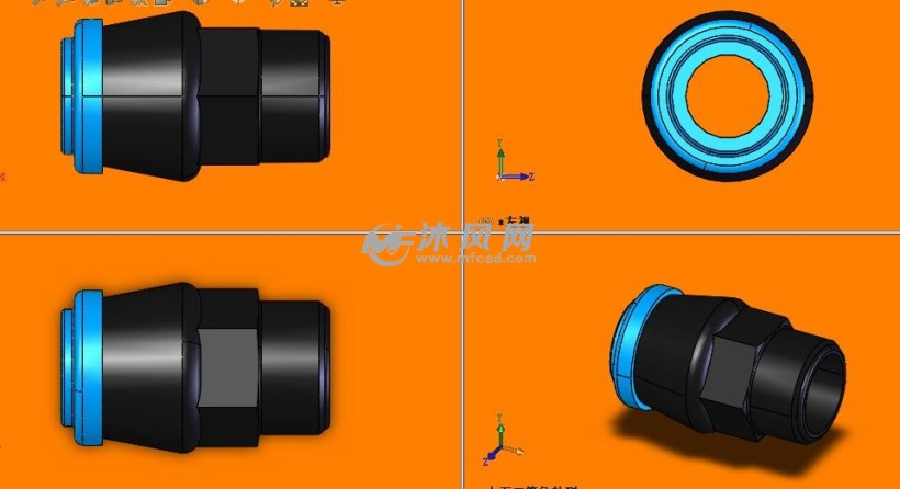 6130-带外螺纹-异径出口的iso接头pom三视图