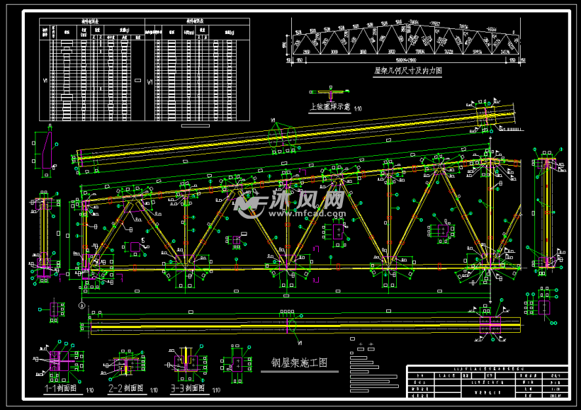【桁架】24m梯形钢屋架施工图