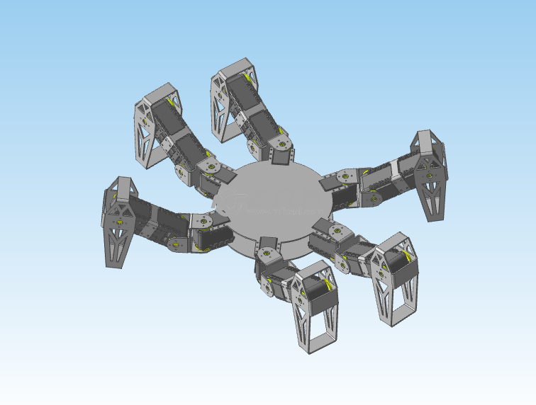 3轴六足机器人结构模型 - 机器人模型图纸 - 沐风网