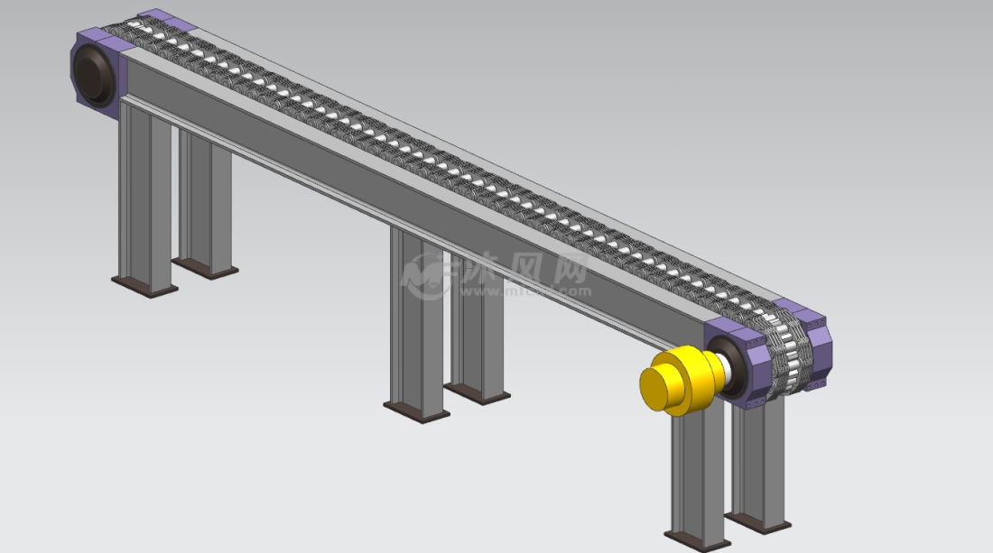该款设计模型是一款重载链条传送带,设计结构是是以链条作为