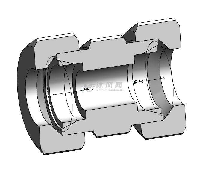 卡套式接头模型,可用于液压管路布置,使用solidworksrouting自动布