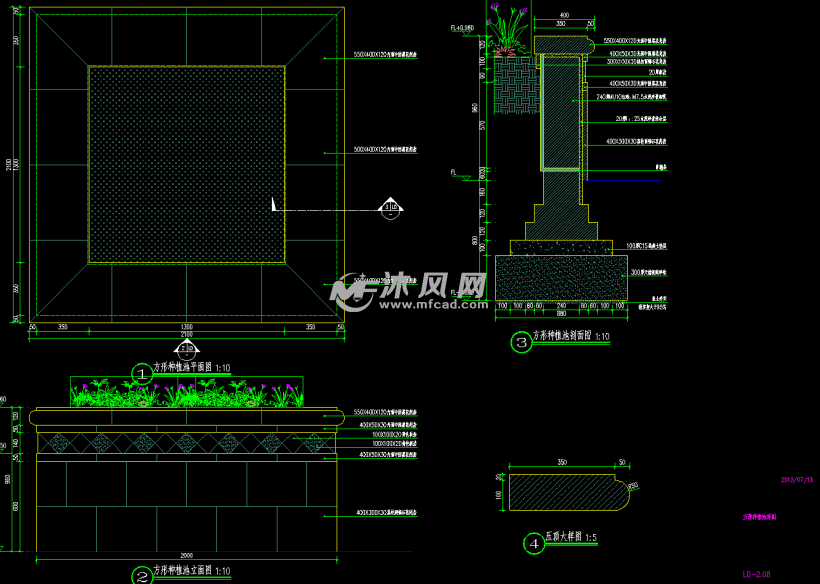 24方形种植池详图